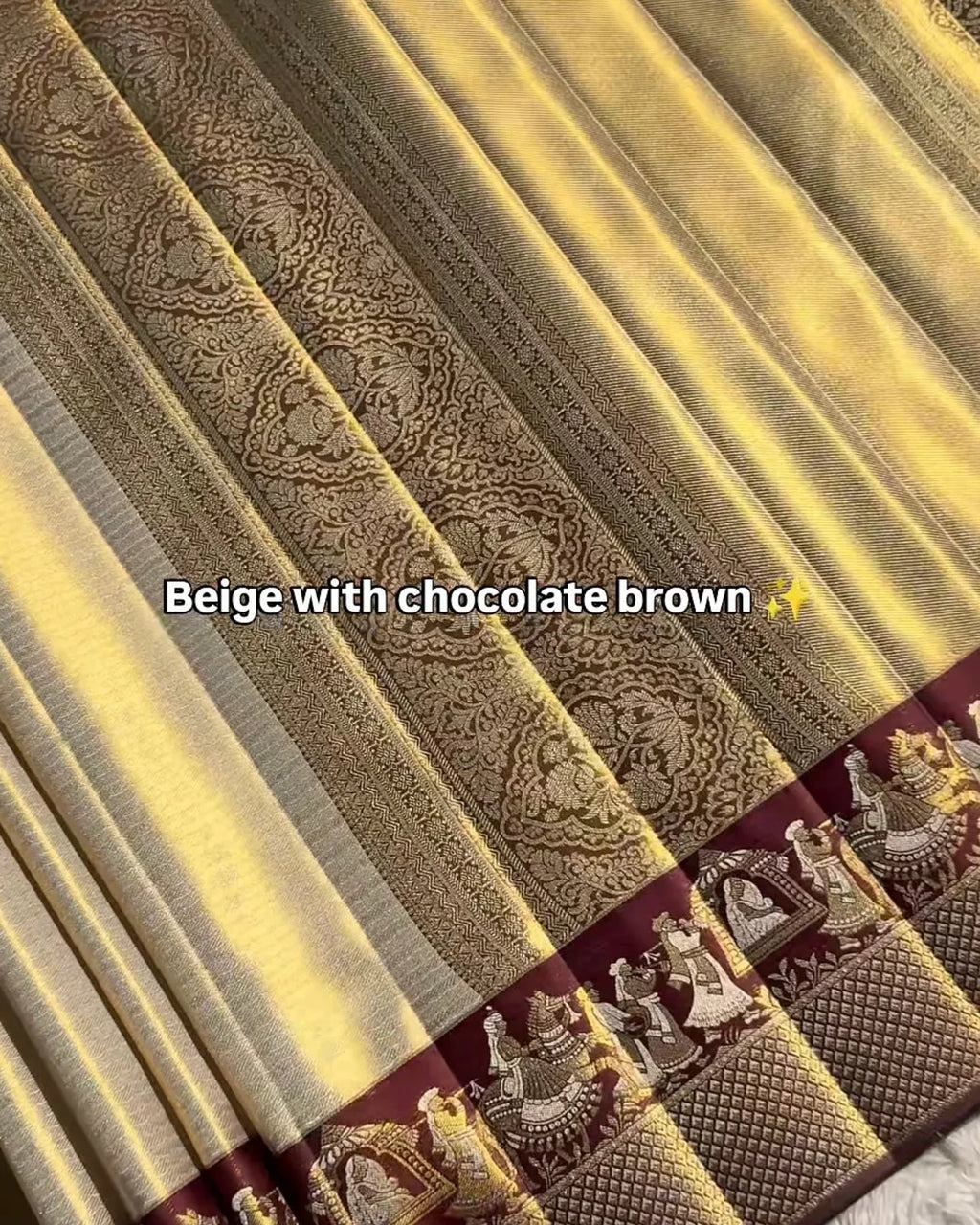 Beige Chocolate Tissue Silk Saree