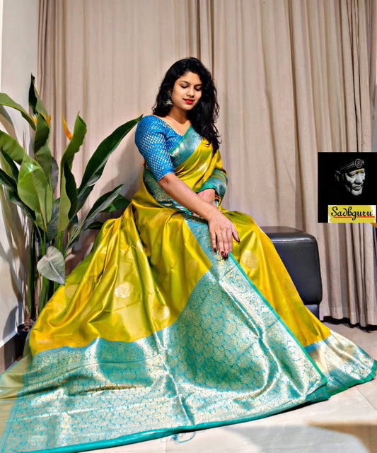 Premium Kanjivaram Soft Silk Saree with Copper Zari