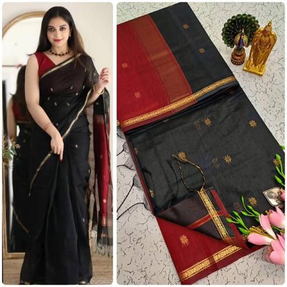 Lilan Slub Soft Cotton Saree with Rich Weaving Blouse