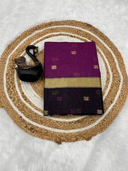 Lilan Slub Soft Cotton Saree with Rich Weaving Blouse