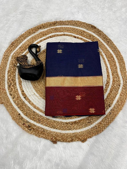 Lilan Slub Soft Cotton Saree with Rich Weaving Blouse