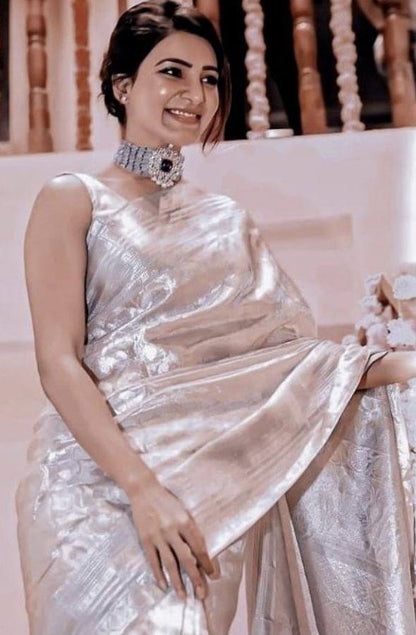 Samantha Inspired Soft Tissue Silk Saree with Rich Pallu