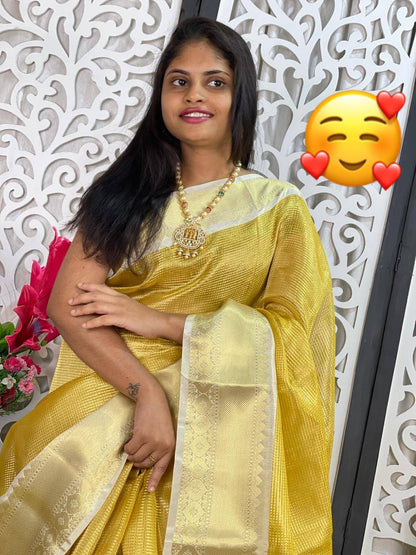 Celebrity Inspired Soft Tissue Silk Saree with Rich Pallu