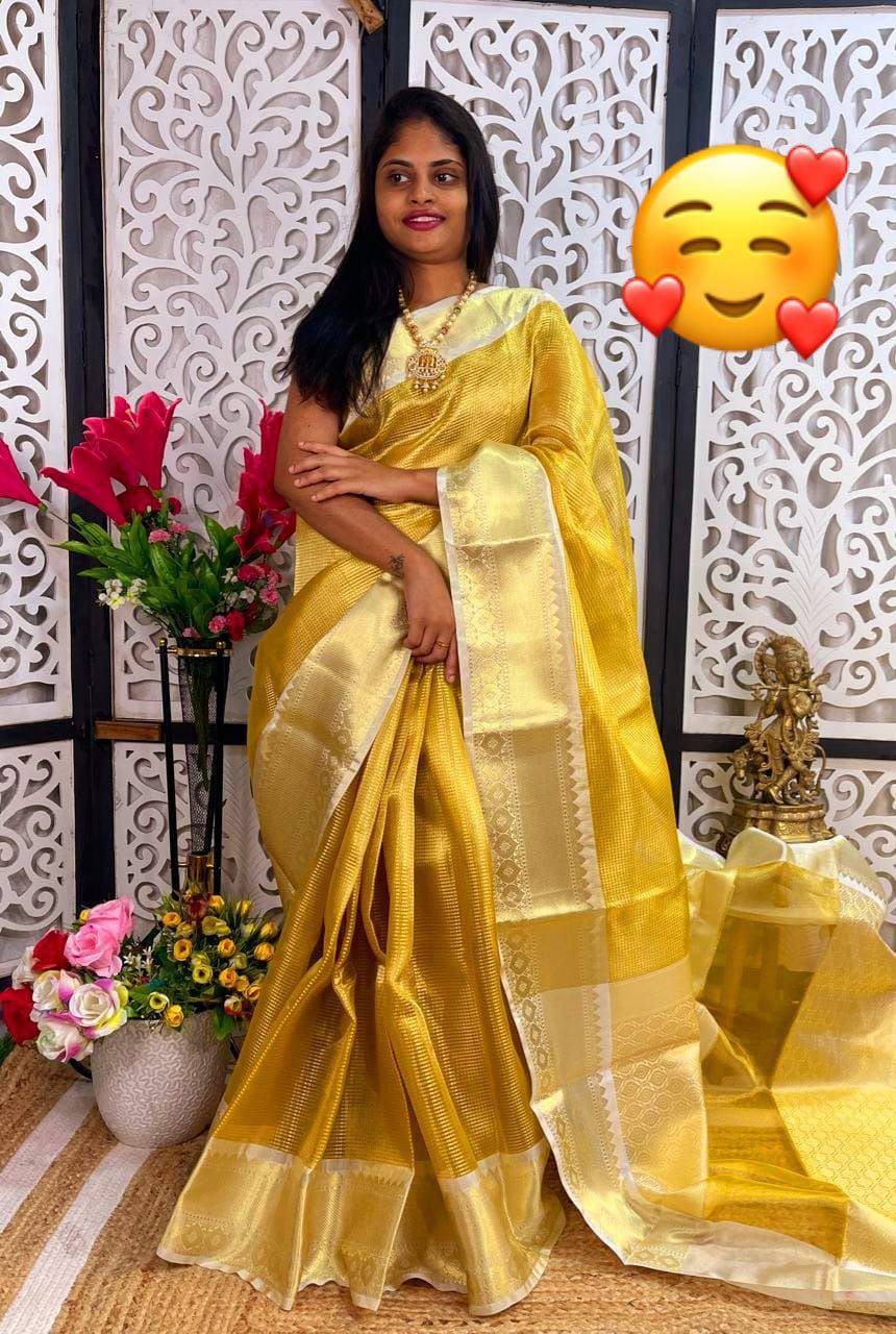 Celebrity Inspired Soft Tissue Silk Saree with Rich Pallu