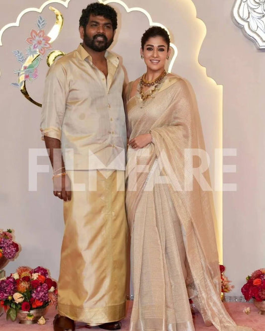 Nayanthara Inspired Banarasi Golden Tissue Silk Saree