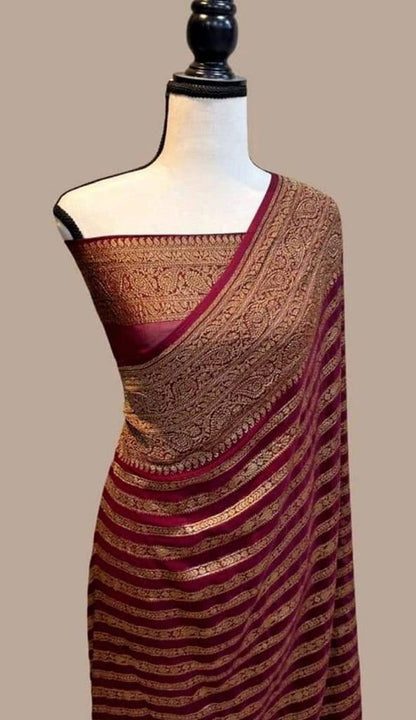 Pure Soft Khadi Georgette Silk Saree with Rich Zari Weaving
