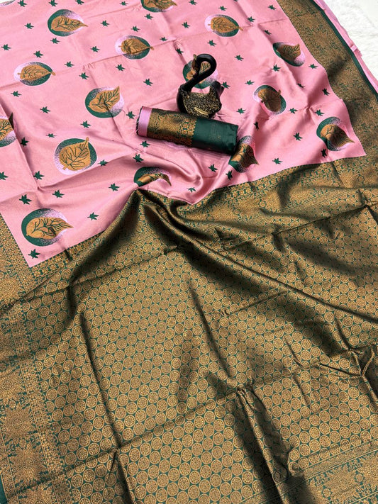 Pure Banarasi Silk Saree with Floral & Meena Zari Work