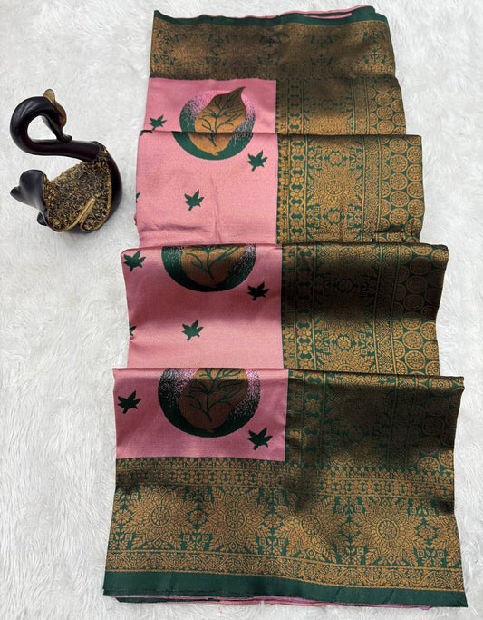 Pure Banarasi Silk Saree with Floral & Meena Zari Work