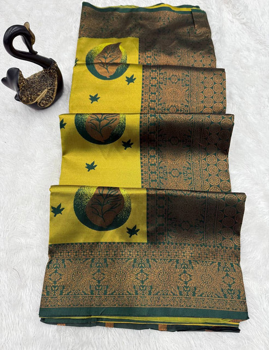 Pure Banarasi Silk Saree with Floral & Meena Zari Work