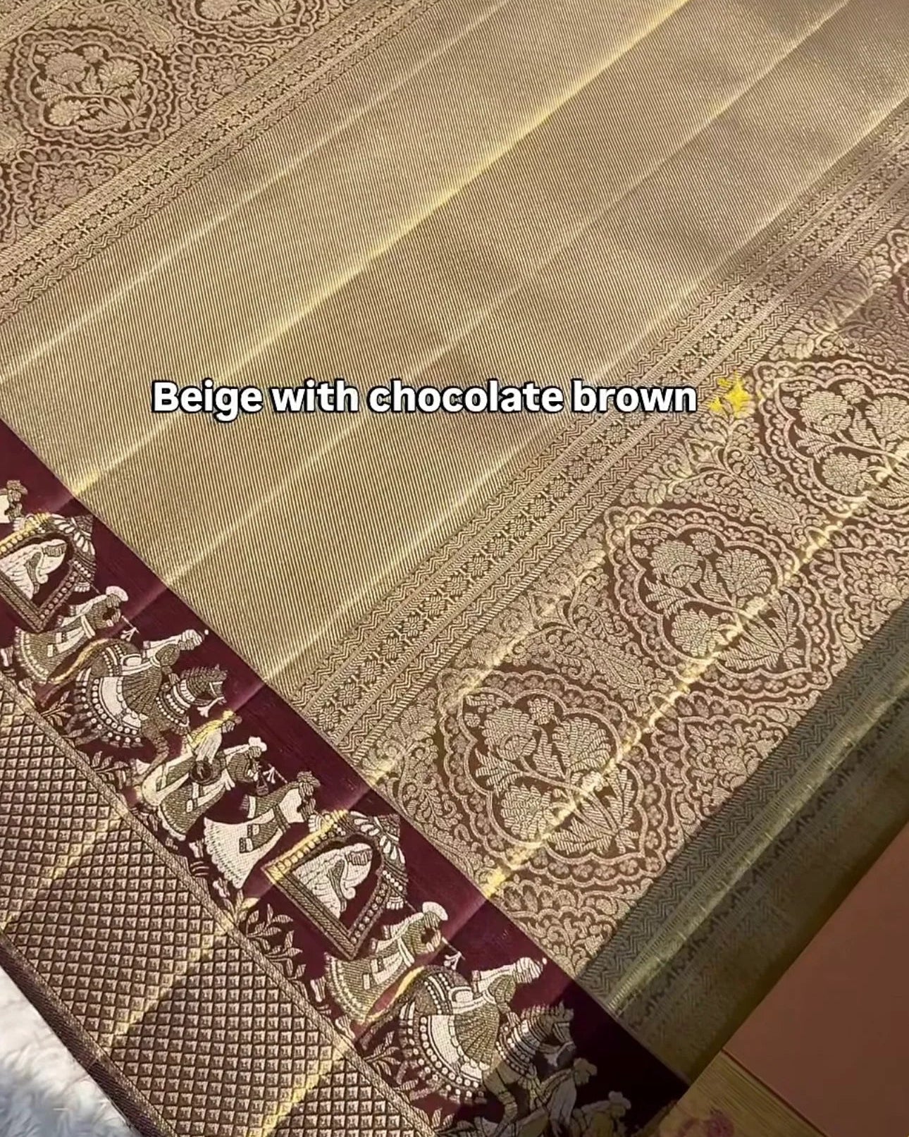 Beige Chocolate Tissue Silk Saree