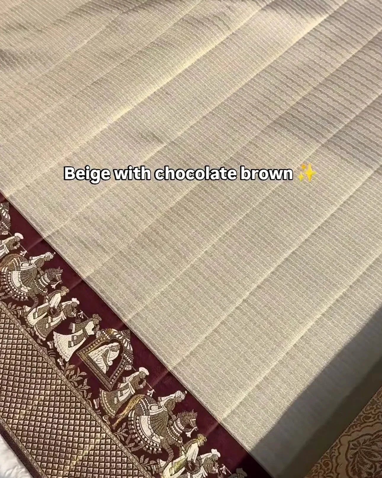 Beige Chocolate Tissue Silk Saree