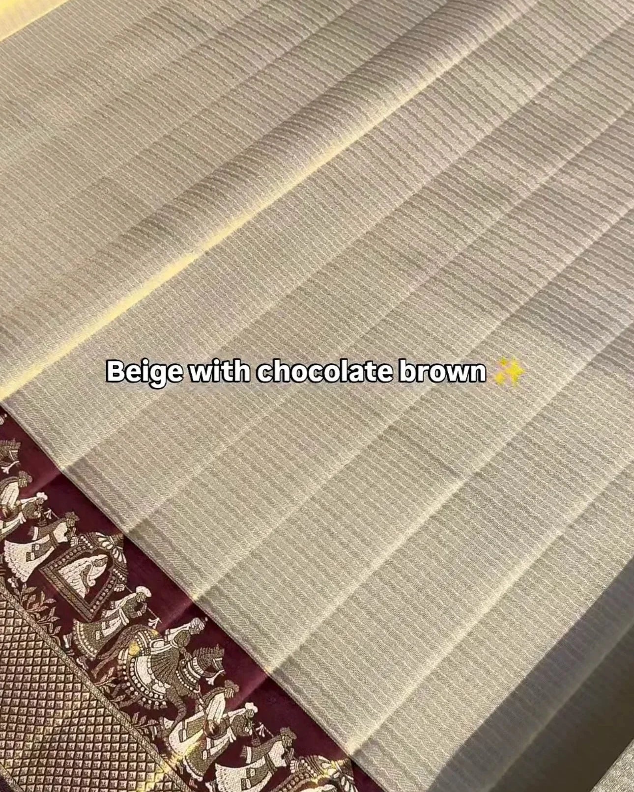 Beige Chocolate Tissue Silk Saree