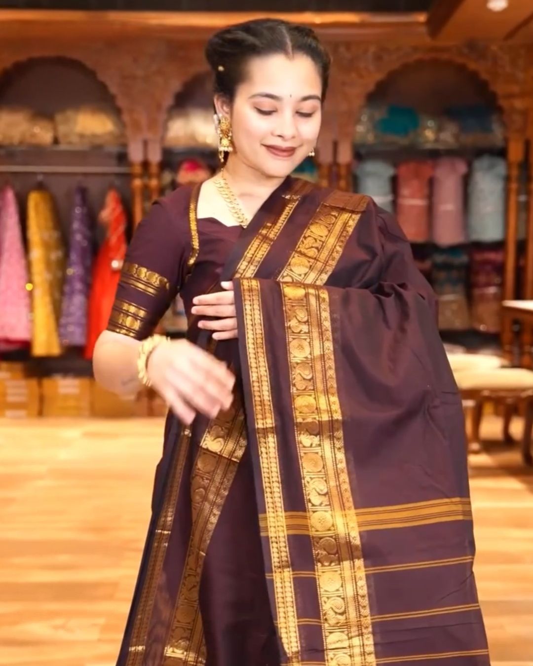 Coffee Brown Silk Saree