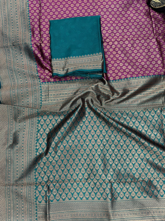 Statement Bridal Saree with Banarasi Art on Lichi Silk