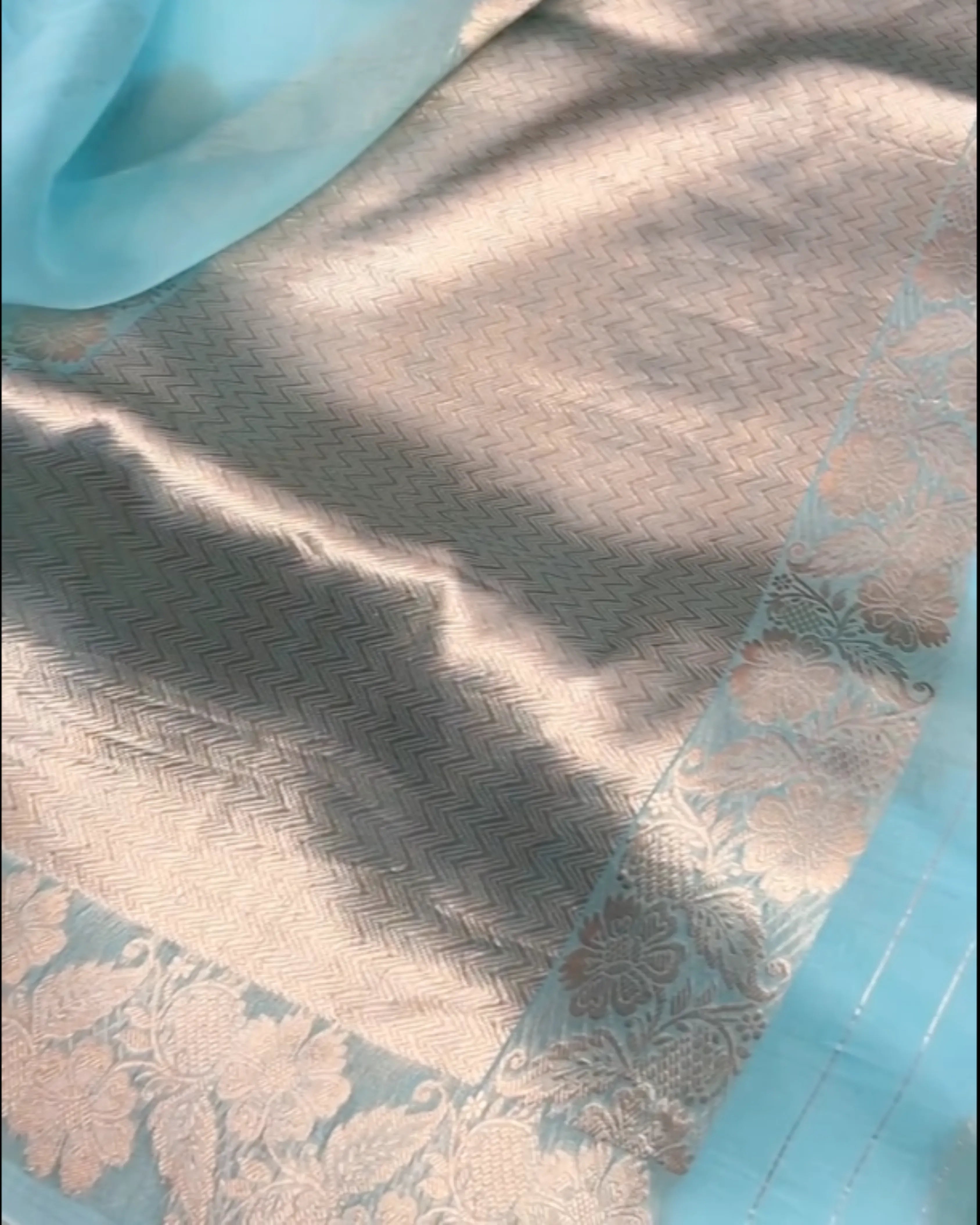 Sky Blue Kora Silk Saree