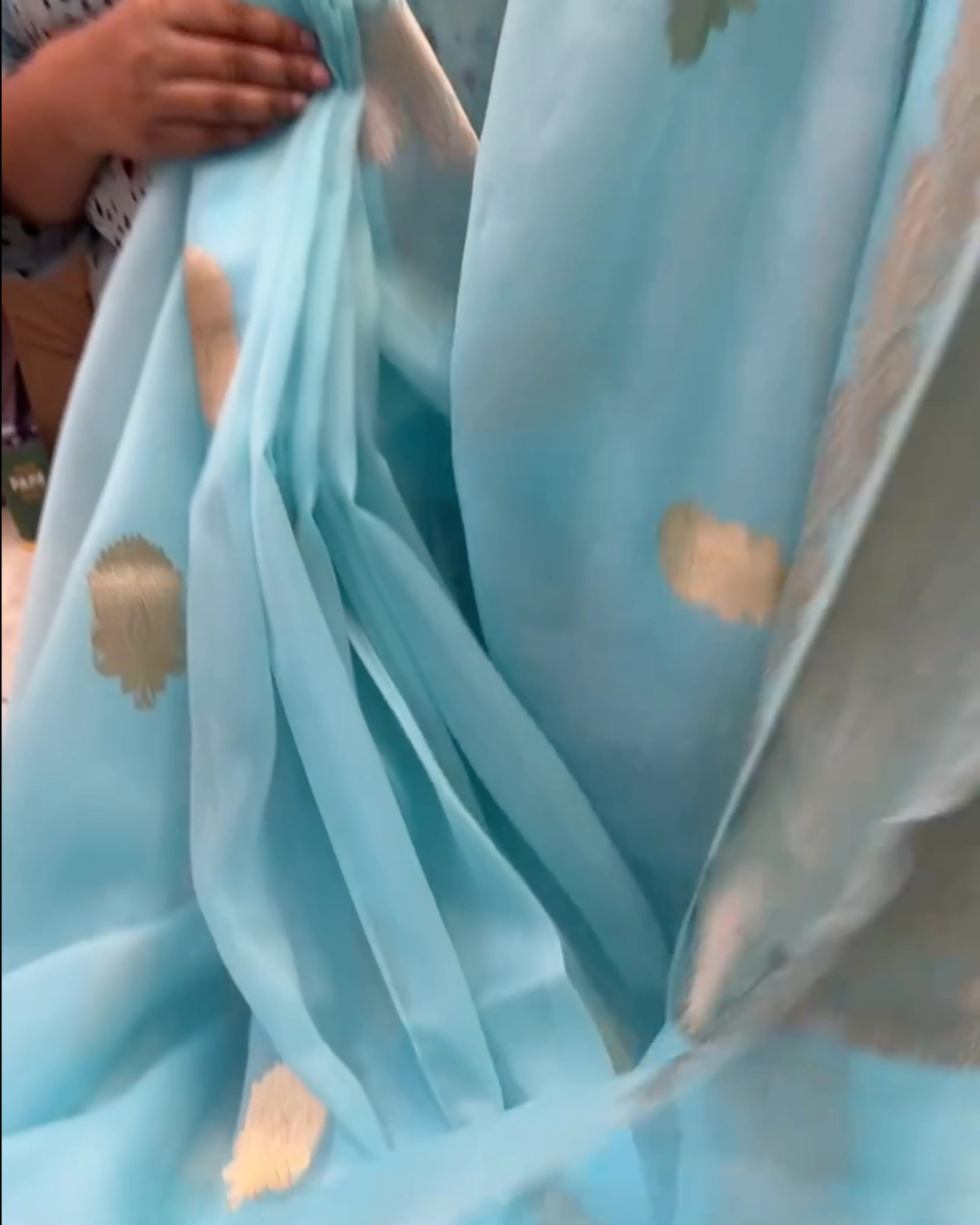 Sky Blue Kora Silk Saree