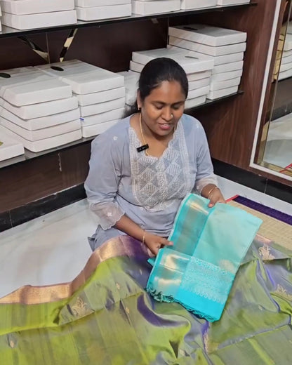 Turquoise Weave Silk Saree
