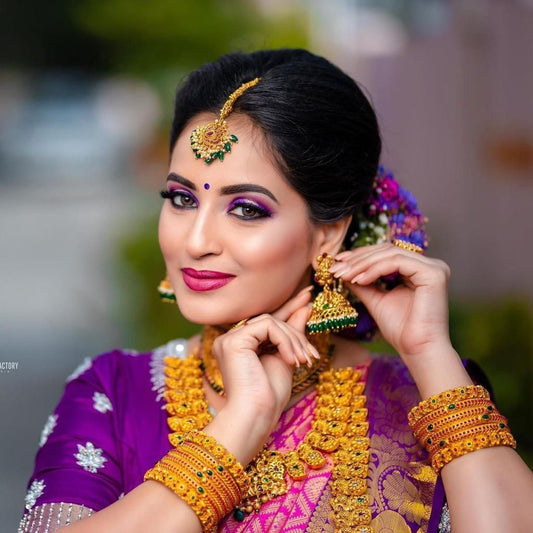 Royal Magenta Kanchipuram Silk Saree with Gold Zari Work