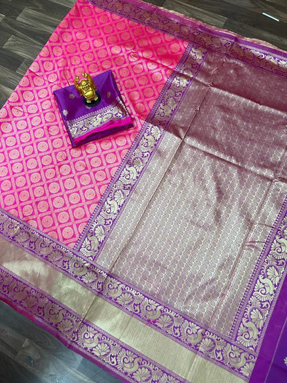 Royal Magenta Kanchipuram Silk Saree with Gold Zari Work