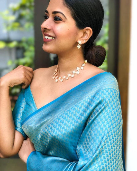 Soft & Easy-to-Drape Lichi Silk Saree with Banarasi Inspired Weave