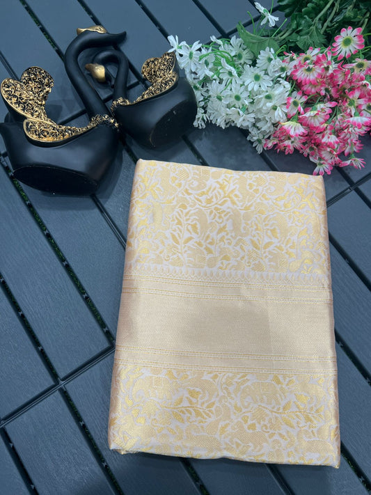 Traditional Banarasi Weave Saree Crafted in Smooth Lichi Silk