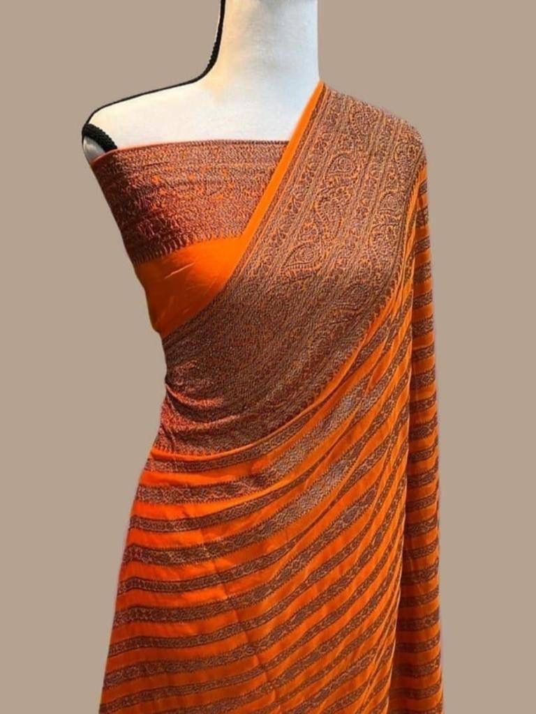 Pure Soft Khadi Georgette Silk Saree with Rich Zari Woven Pallu