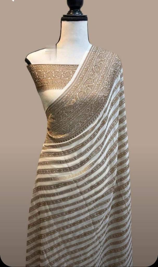 Pure Soft Khadi Georgette Silk Saree with Rich Zari Woven Pallu