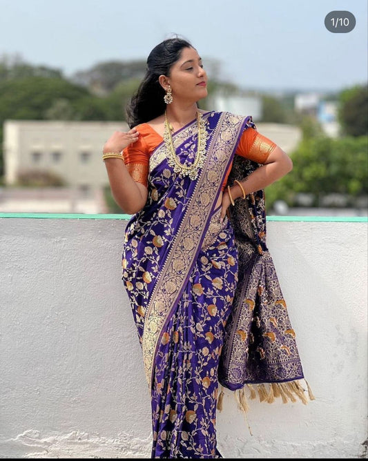 Pure Soft Khadi Georgette Silk Saree with Zari & Meenakari Work – LC-59