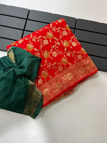 Pure Soft Khadi Georgette Silk Saree with Zari & Meenakari Work – LC-59