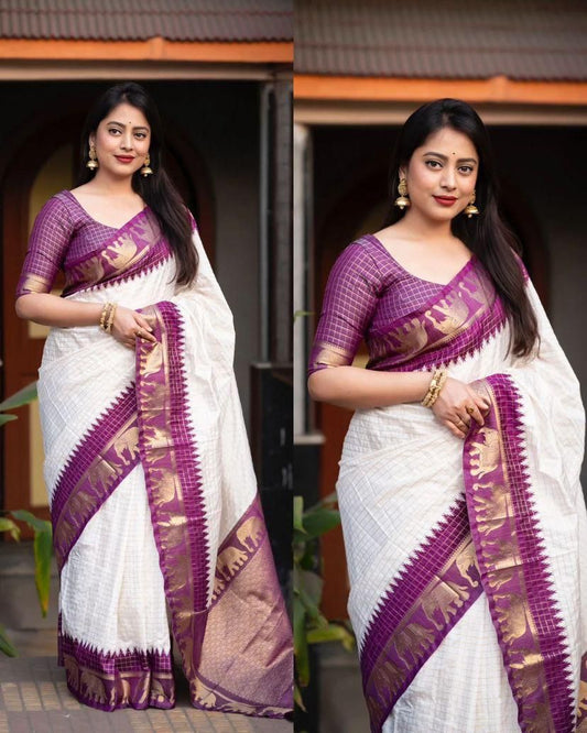 Elegant Organic Banarasi Lichi Silk Wedding Saree