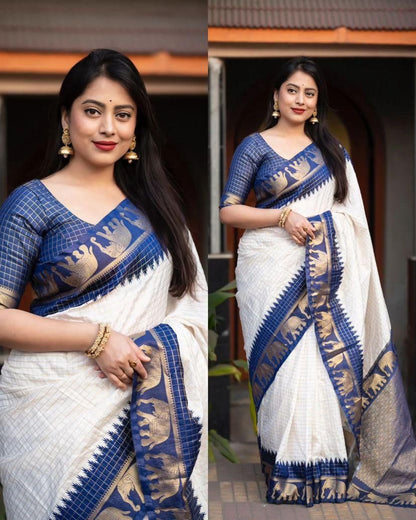 Elegant Organic Banarasi Lichi Silk Wedding Saree