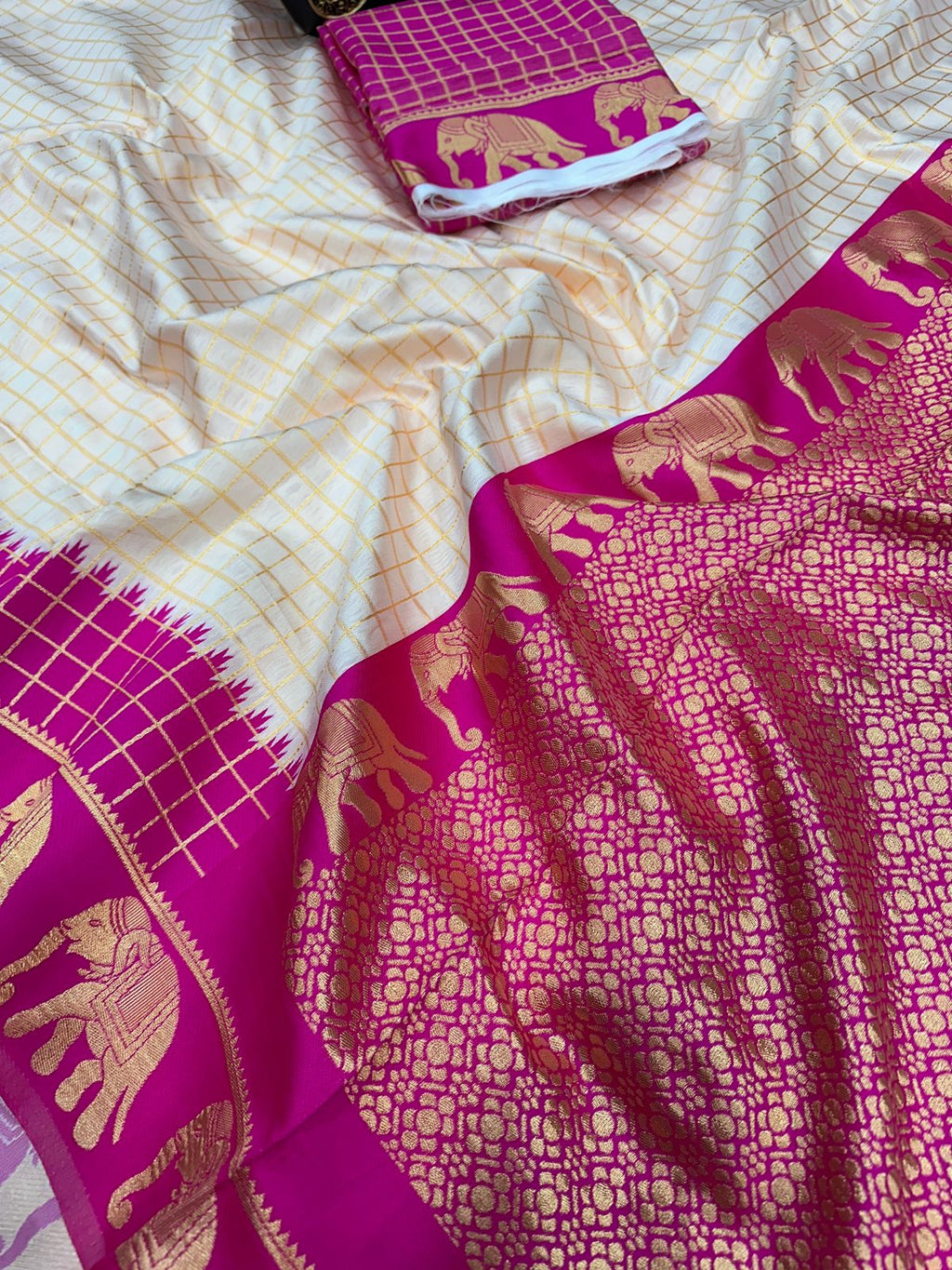 Elegant Organic Banarasi Lichi Silk Wedding Saree