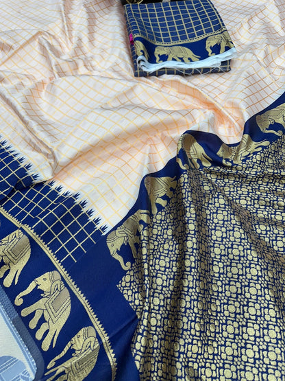 Elegant Organic Banarasi Lichi Silk Wedding Saree