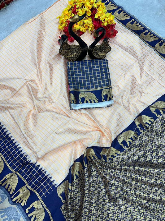 Elegant Organic Banarasi Lichi Silk Wedding Saree