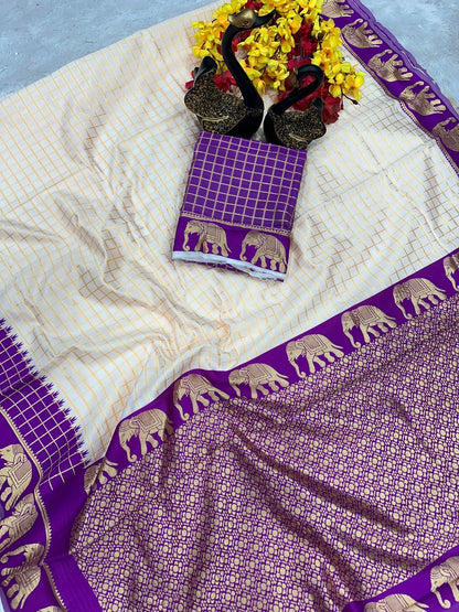 Elegant Organic Banarasi Lichi Silk Wedding Saree