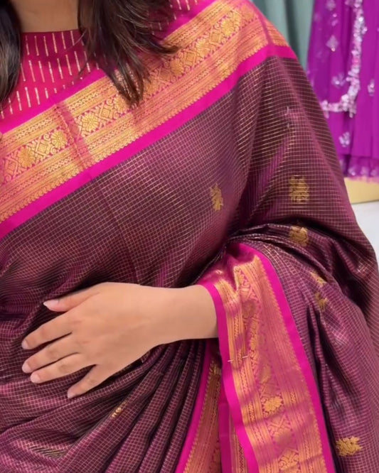 Wine Silk Saree