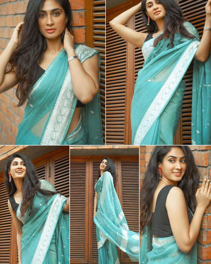 Softloom Saree Made from Lilan Cotton Featuring Slab Texture and Designer Blouse