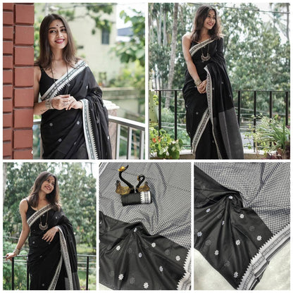 Premium Lilan Slab Soft Cotton Saree with Rich Weaving Blouse