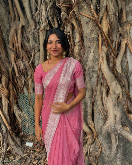 New Slab Weaving Lilan Soft Cotton Saree with Rich Blouse