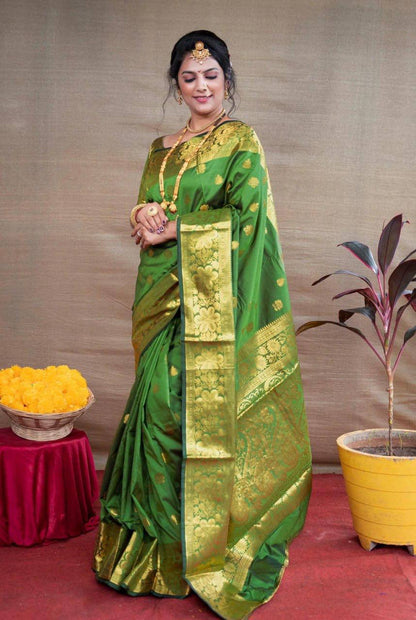 Banarasi Wedding Saree Made from Organic Lichi Silk
