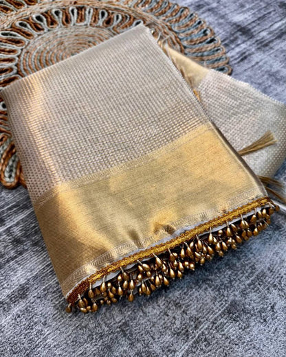 Nayanthara Inspired Banarasi Golden Tissue Silk Saree