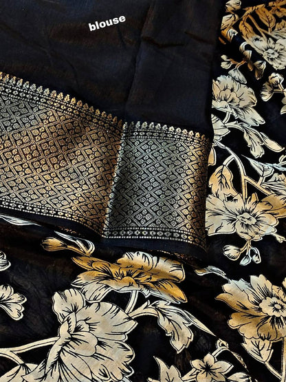 Dola Silk Kalamkari Saree with Jacquard Border