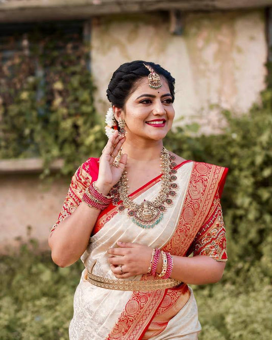 Rich Look Organic Banarasi Lichi Silk Wedding Saree