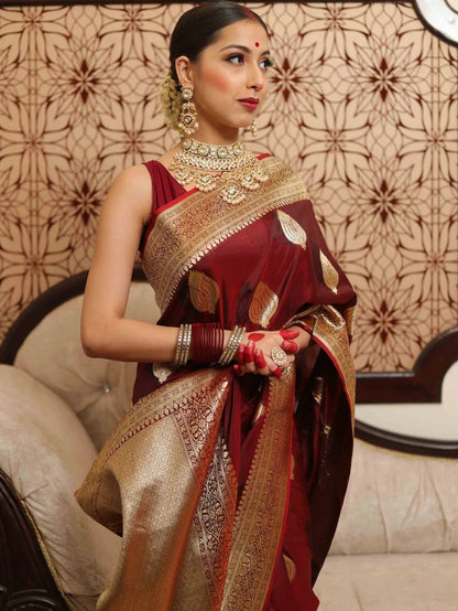 Soft Lichi Silk Organic Banarasi Wedding Saree
