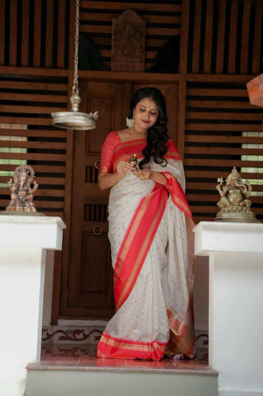 Light-Feel Saree Crafted in Smooth Lichi Silk with Banarasi Influence