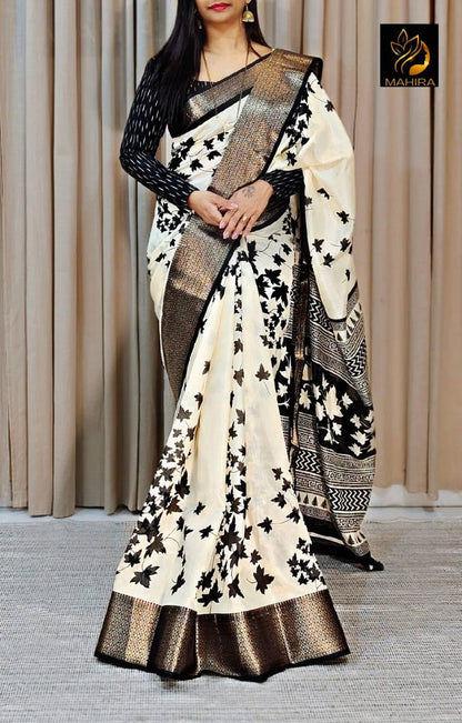 Dola Silk Kalamkari Saree with Jacquard Border