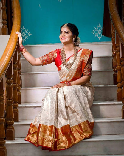 Rich Look Organic Banarasi Lichi Silk Wedding Saree