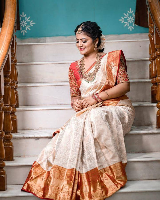 Rich Look Organic Banarasi Lichi Silk Wedding Saree