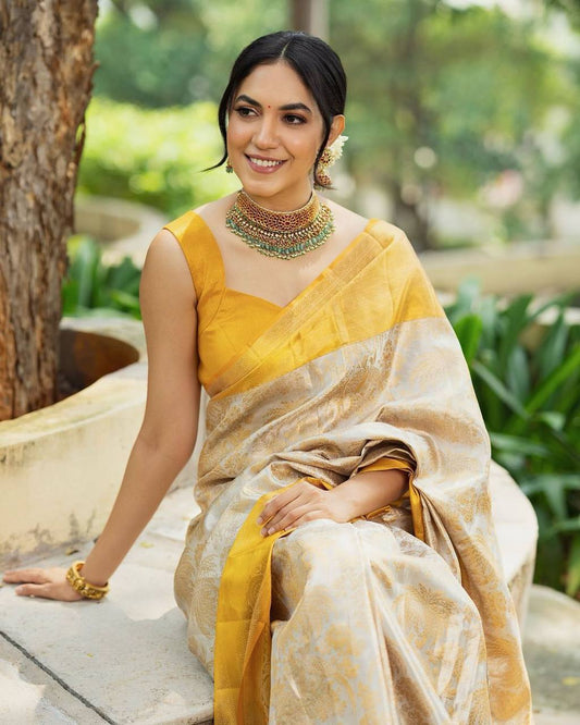 Heirloom-Inspired Banarasi Pattern Saree in Lichi Silk