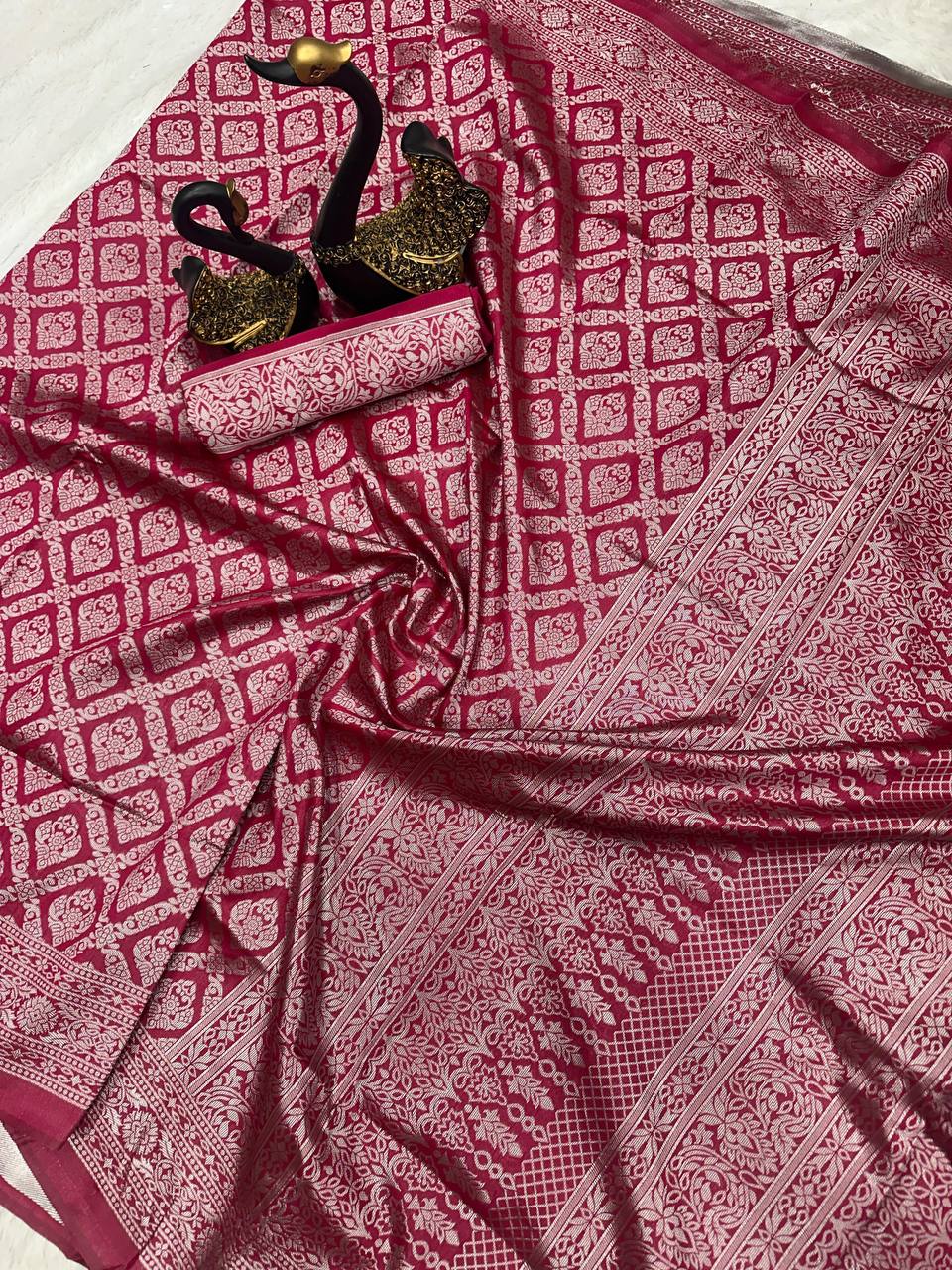 Rich Comfort Organic Banarasi Lichi Silk Wedding Saree